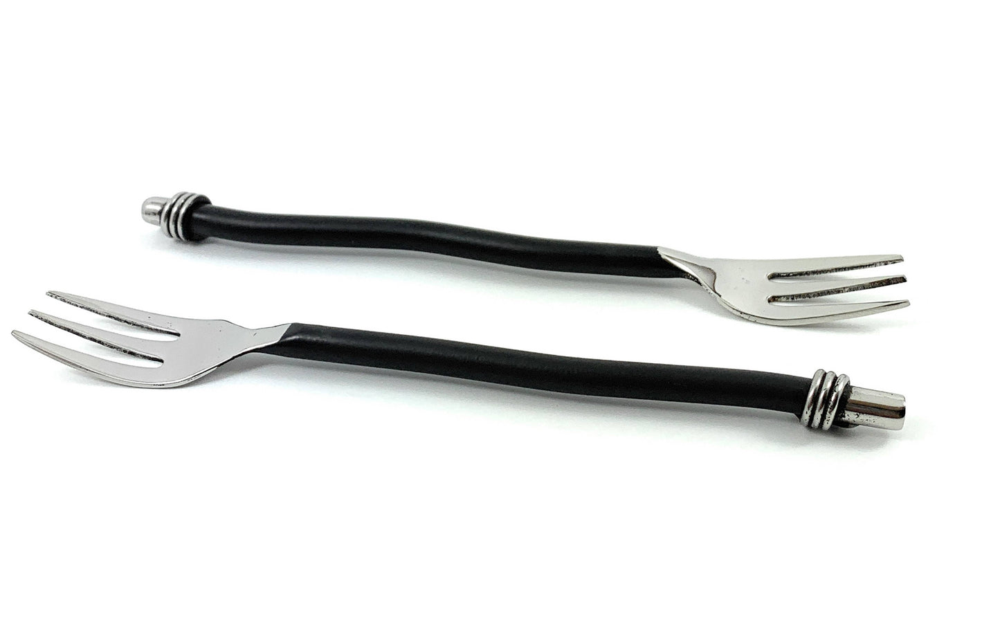 Cake Server, Knife and Cake Forks Set (Black, Twisted Handle